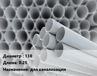 Труба ПВХ, поливинилхлорид 110 L=0.25 для канализации